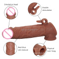 SacKnove PTH602 Male Enlargers Soft Silicone TPE Vibrating Reusable Condom Delay Large Dildo Cover  Penis Sleeve Extender